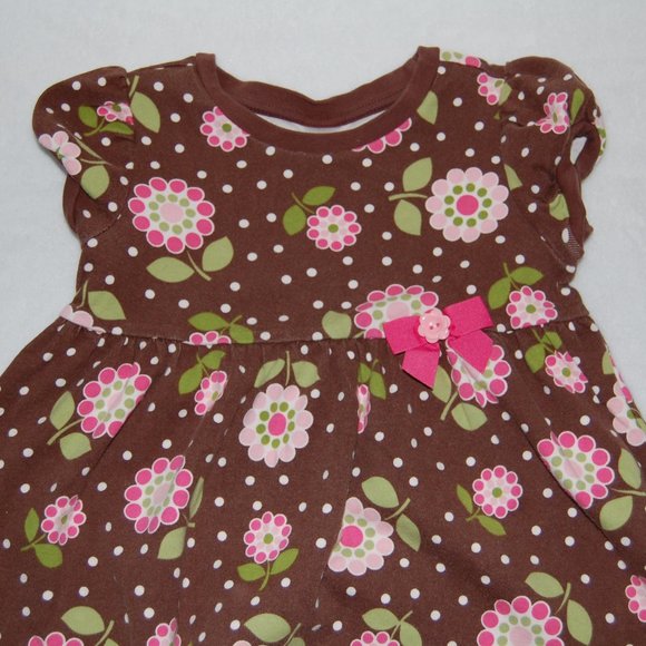 Gymboree Girls Size 4, Brown Flower Dress, 100% Cotton - Picture 3 of 6